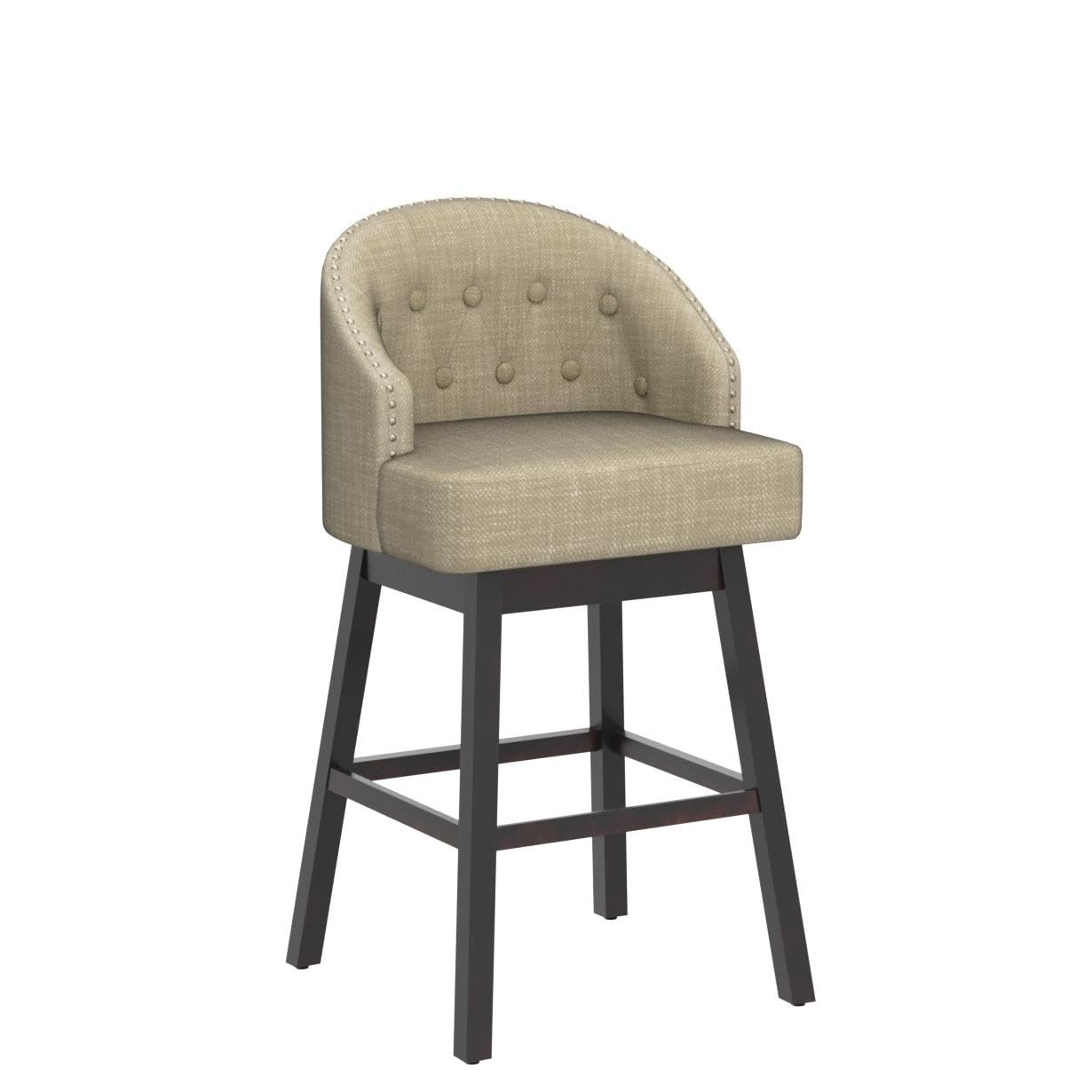 31" Bar Stools Set of 2 Swivel Bar Stools with Rubber Wood Legs & Padded Back