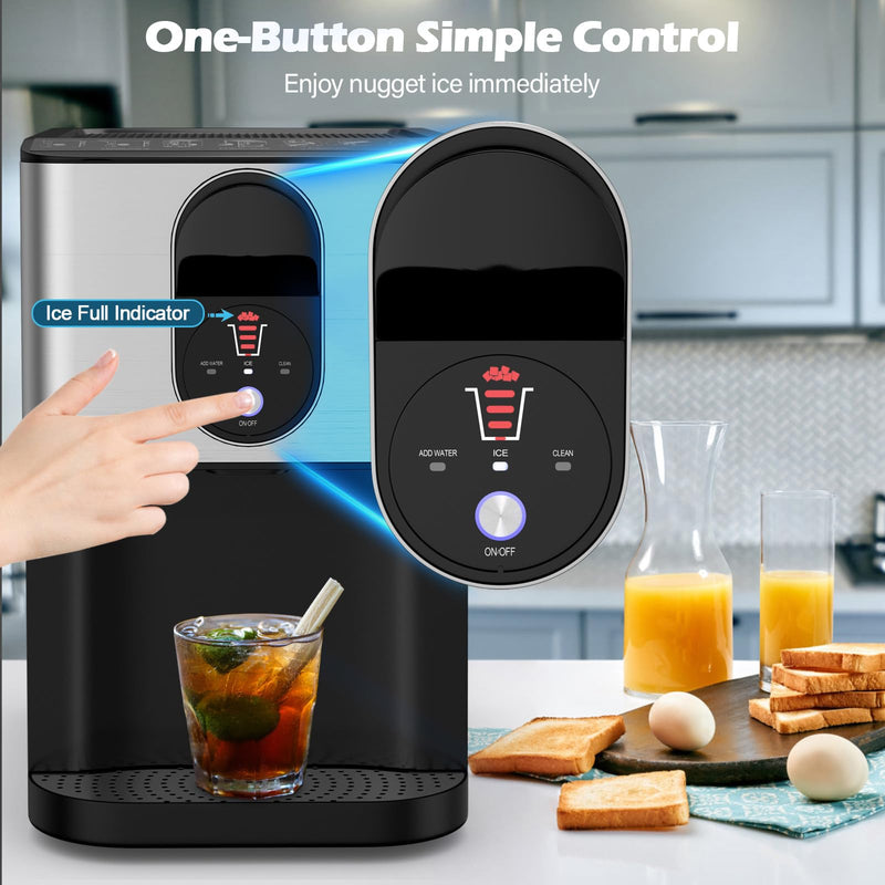 ARLIME Nugget Ice Maker Countertop, 56 lbs/24 H Pepple Chewable Ice Making Machine