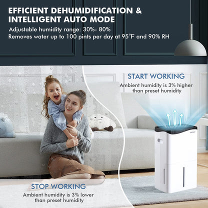 Dehumidifier for Home and Basements, 100 Pint Dehumidifier Rooms up to 5500 Sq. Ft with Smart App & Alexa Voice Control