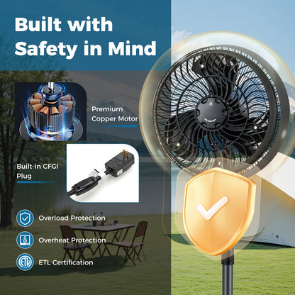 ARLIME Misting Pedestal Fan, 16 Inch Oscillating Fan with Hose Connector