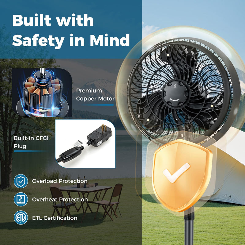 ARLIME Misting Pedestal Fan, 16 Inch Oscillating Fan with Hose Connector