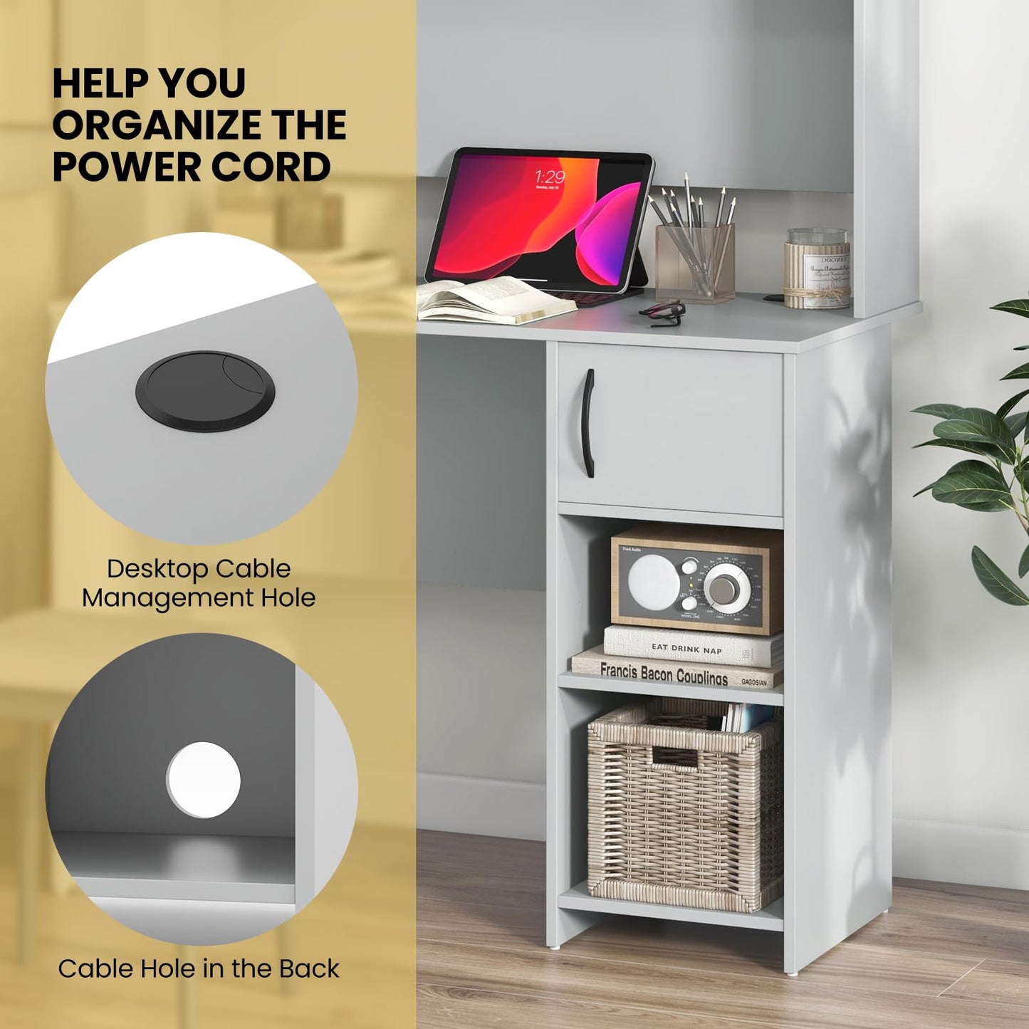 Computer Desk with Hutch Home Office Desk with Adjustable Shelf