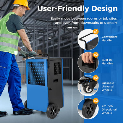 ARLIME 215 Pints Commercial Dehumidifier w/Drain Hose, Industrial Heavy Duty Dehumidifier