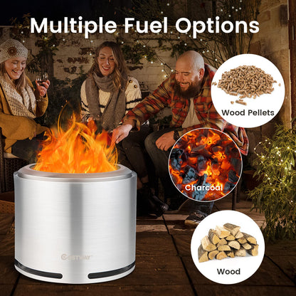 18.5 Inches Smokeless Fire Pit with Double Wall Design