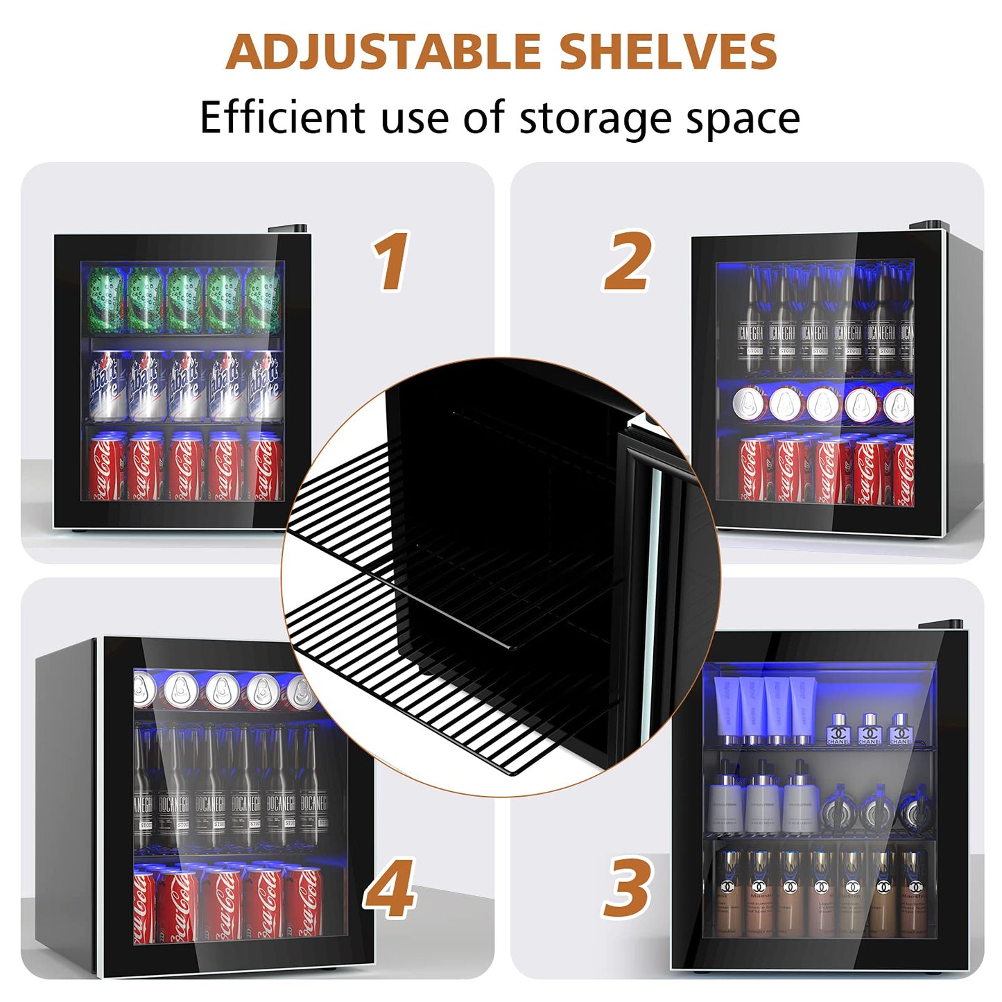 ARLIME Mini Fridge, Drink Cooler, 60 Can, Beverage Refrigerator for Bedroom, Office, Home Kitchen, Bar