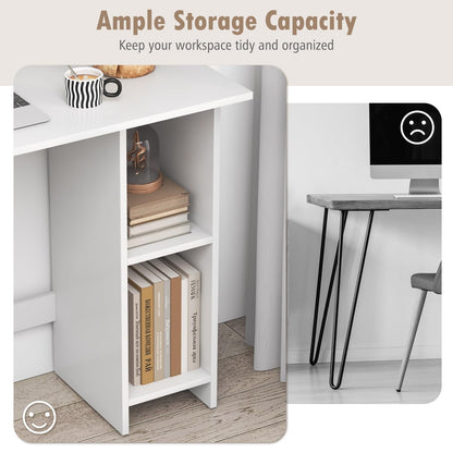 31.5” Space Saving White Writing Desk Modern Home Office Computer Workstation with Adjustable Shelf