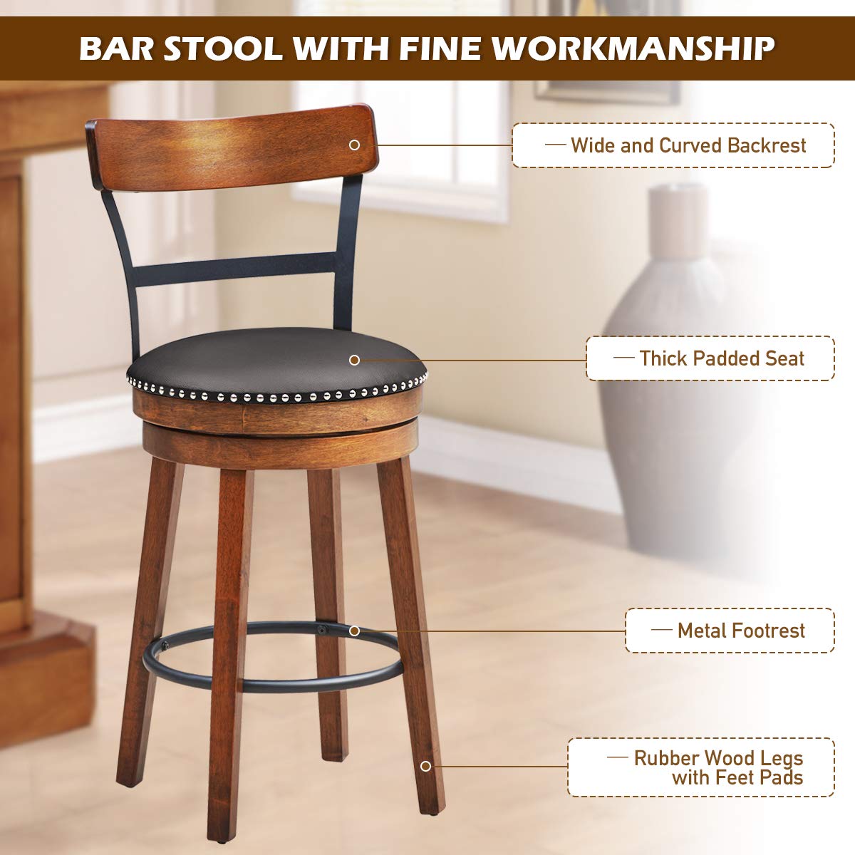 Bar Stools 360-Degree Swivel Stools(25")
