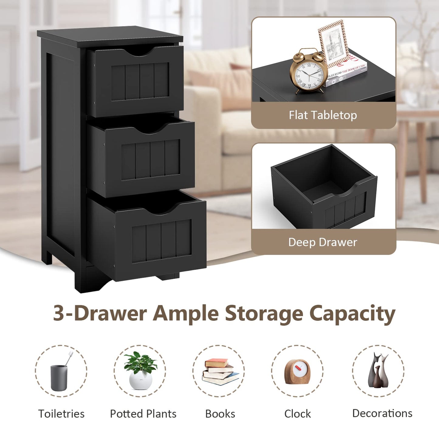 Bathroom Storage Cabinet Space-Saving Tower Storage Cabinet