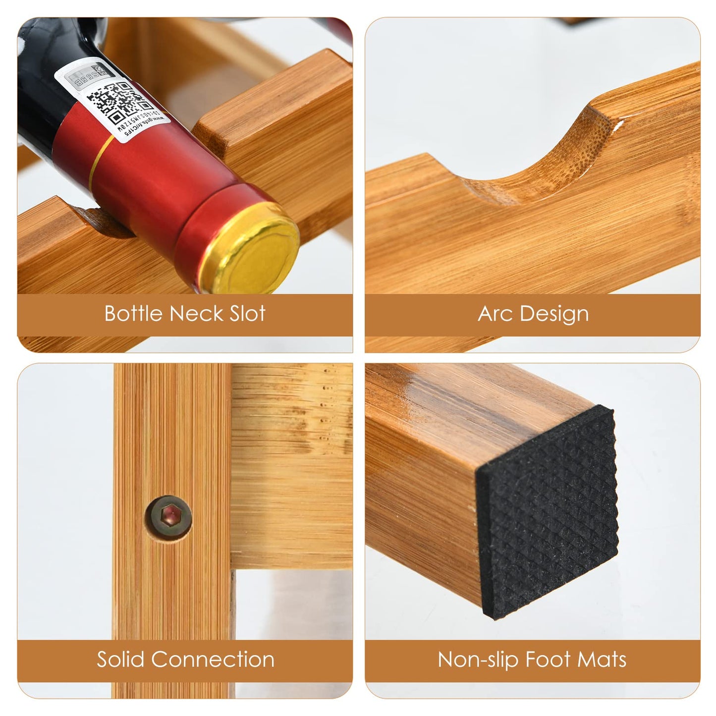 2-Tier 12 Bottles Bamboo Storage Shelf  Wine Rack