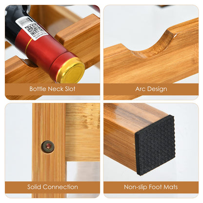 2-Tier 12 Bottles Bamboo Storage Shelf  Wine Rack