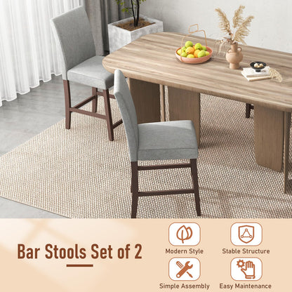 Bar Stools Set of 2/4 Counter Height Bar Stools with Rubber Wood Legs & Ergonomic Back
