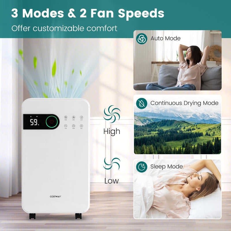 Dehumidifier for Basement, 32 Pints Dehumidifier with Sleep Mode, 24H Timer, 3-Color LED Indicator Light