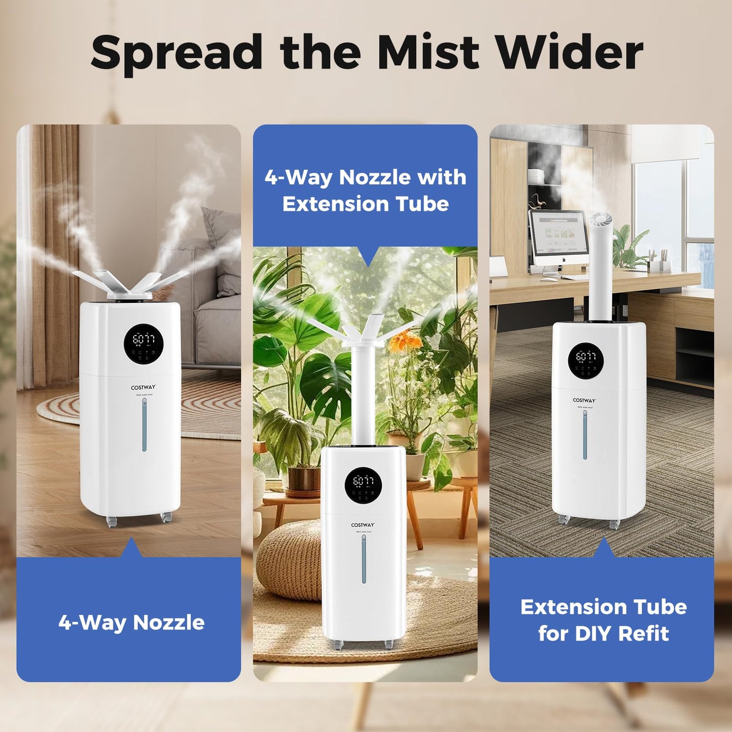 5Gal Whole House Ultrasonic Humidifier with 3 Mist Levels