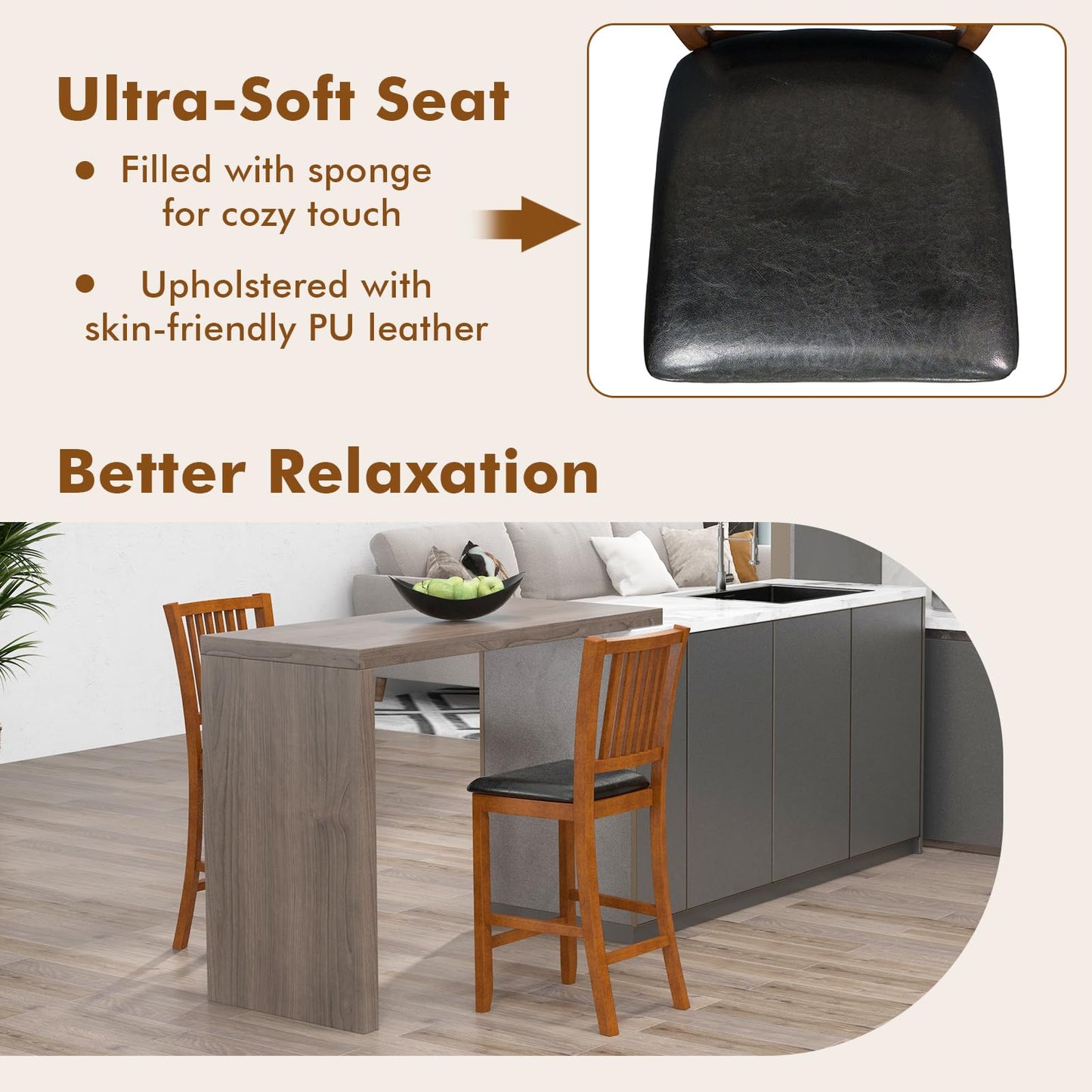 Bar Stools Set of 2/4 25.5” Counter Height Bar Stool