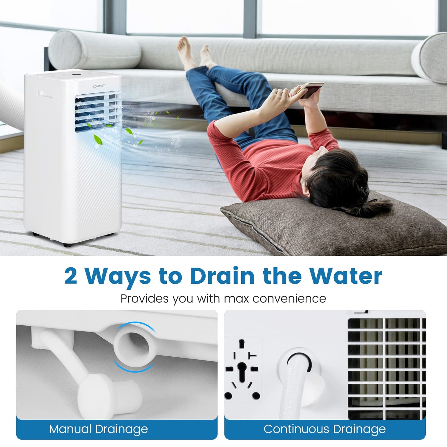 Portable Air Conditioner, 10000 BTU AC Unit with Cool, Fan, Dehumidifier & Sleep Mode for Rooms up to 350 Sq.Ft (White)