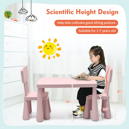 3 Piece Kids Table and Chairs Set for Ages 1-7