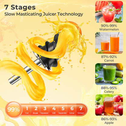 ARLIME Cold Press Juicer Slow Juice Extractor Machine with 5.3” Feed Chute
