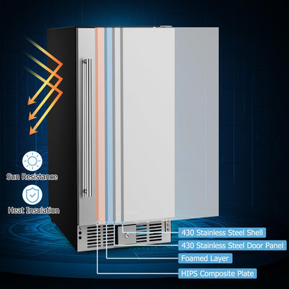 115 Cans Compact Beverage Refrigerator with Adjustable Shelves & Stainless Steel Door