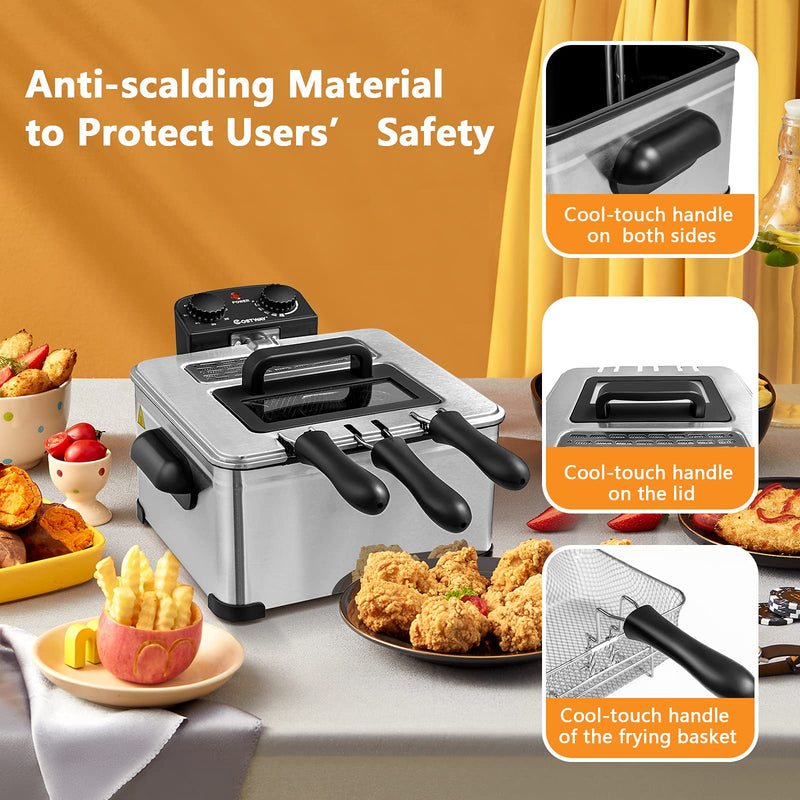 5.3Qt Deep Fryer with Basket - Arlime