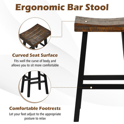 Wooden Saddle Stools Set of 2/4 29-inch Bar Height Stools