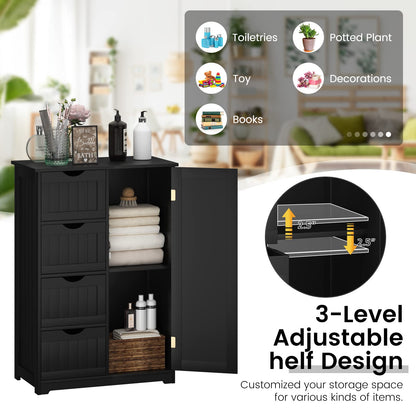 Wooden Storage Organizer with 4 Deep Drawers & Adjustable Shelf