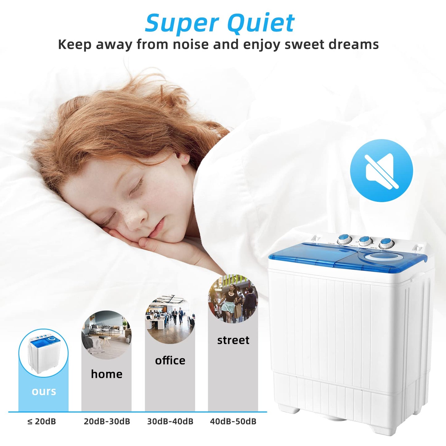 ARLIME Portable Washing Machine, 26 lbs Washer and Spinner Combo with Drain Pump,18 lbs Washing 8 lbs Spinning Twin Tub