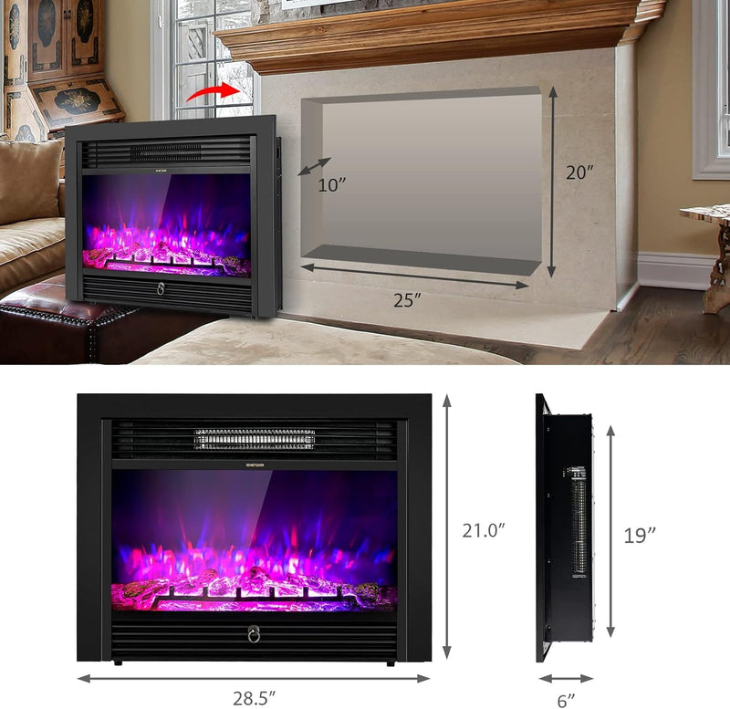 28.5-inch Electric Fireplace Inserts Heater for Indoor Use