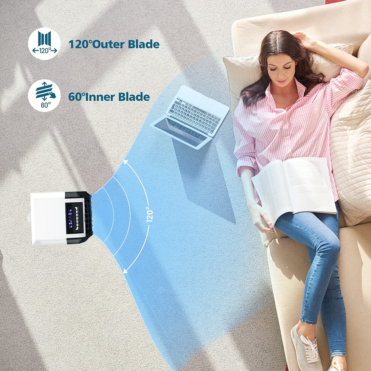 ARLIME Evaporative Air Cooler Portable Tower Fan with Remote Control and Humidifier