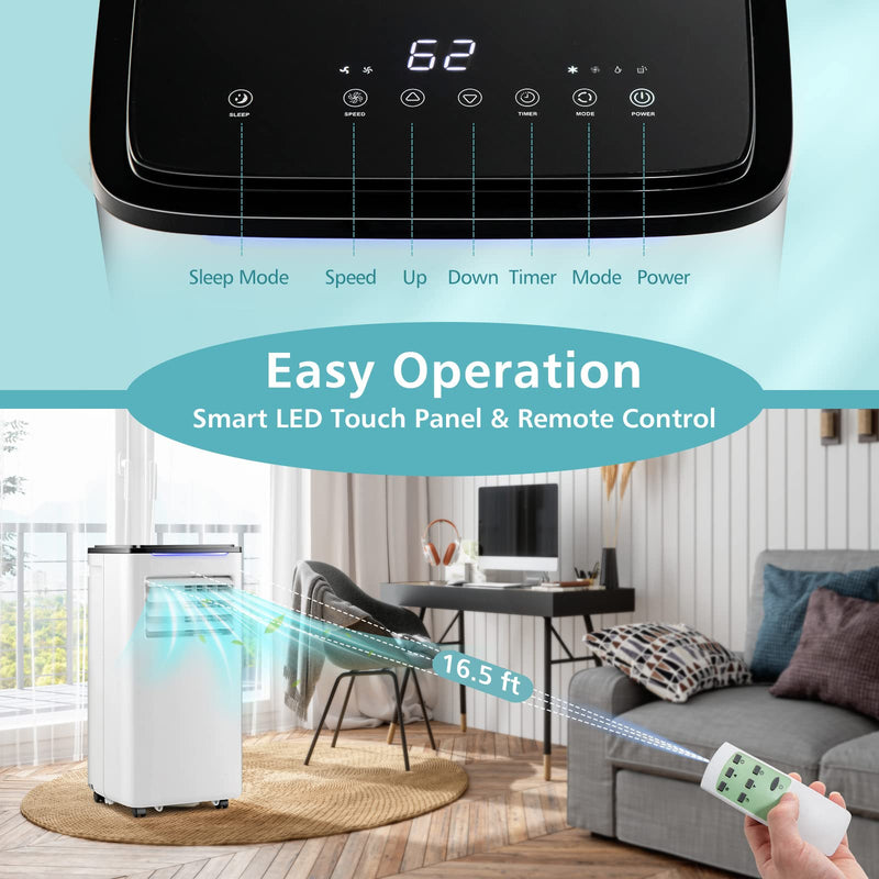 Portable Air Conditioner for Room up to 350 Sq. Ft, 10000 BTU 3-in-1 AC Unit for Bedroom