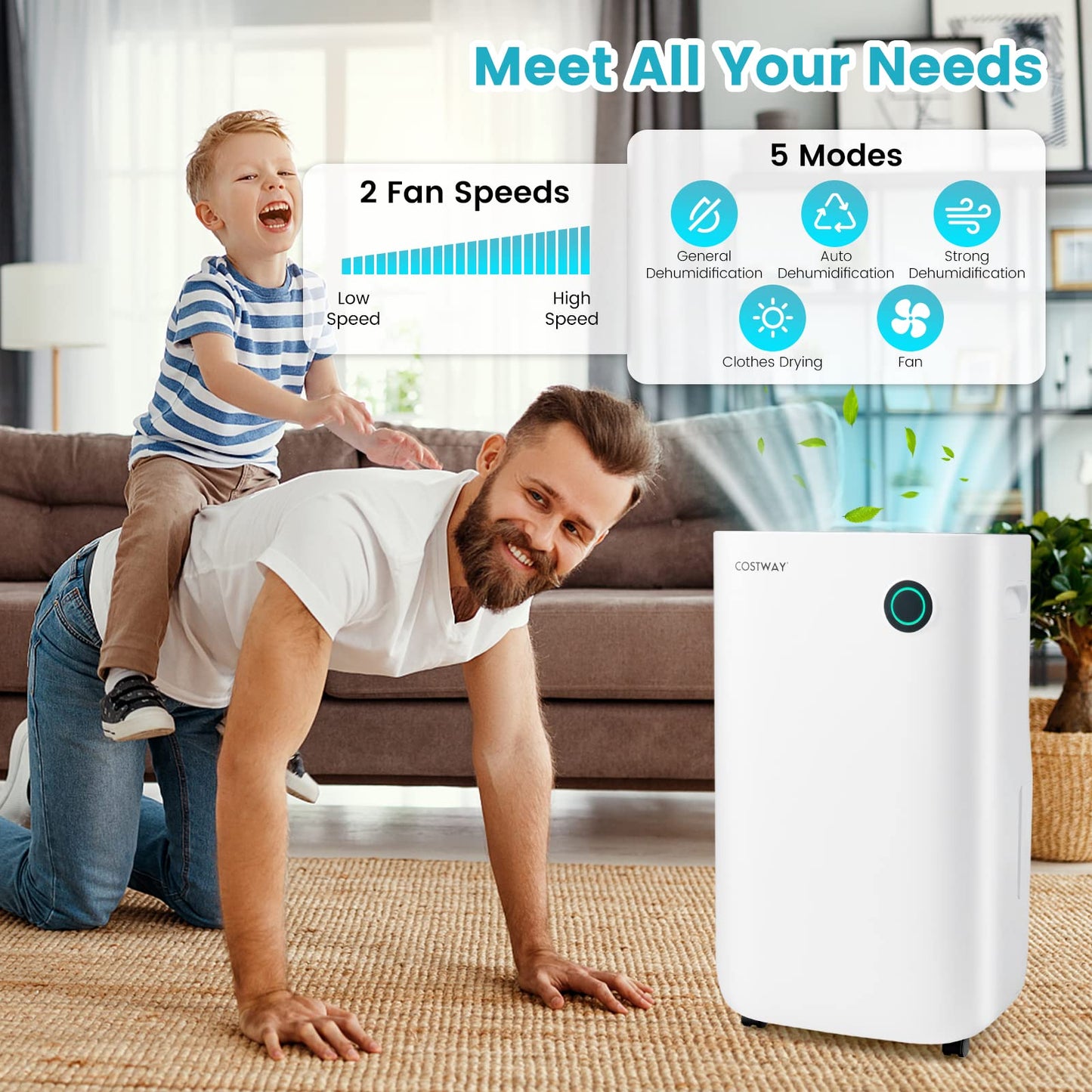 Dehumidifier for Home & Basements, 4500 Sq. Ft Quiet Dehumidifier with 5 Modes, 3-Color Indicator Light