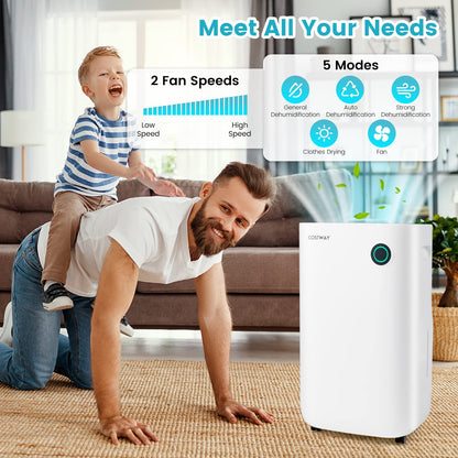 Dehumidifier for Home & Basements, 4500 Sq. Ft Quiet Dehumidifier with 5 Modes, 3-Color Indicator Light