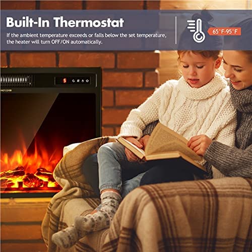 ARLIME 18"/ 25"/ 28" Electric Fireplace Inserts, 1500W Freestanding & Recessed Fireplace