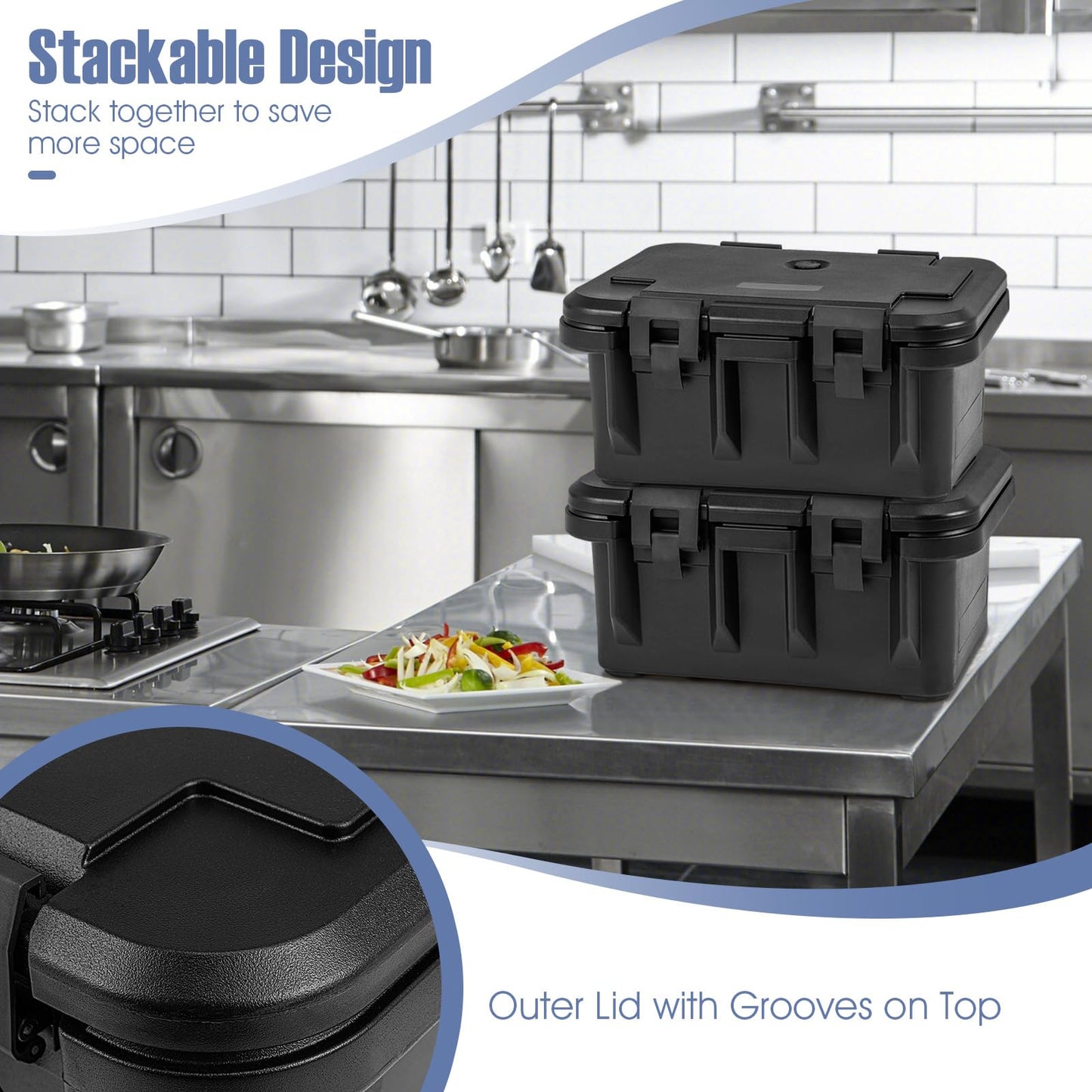 Insulated Food Pan Carrier 31 Qt Catering Hot Box w/ 3 Food-Grade Pans