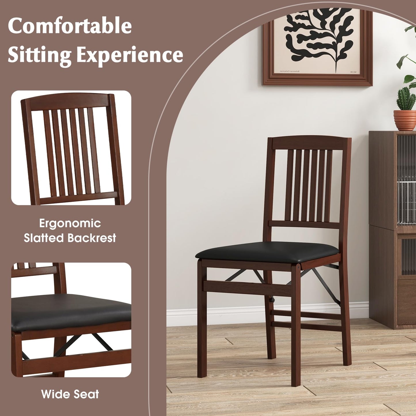 Wooden Kitchen Side Chairs w/Padded Seat for Dining Room