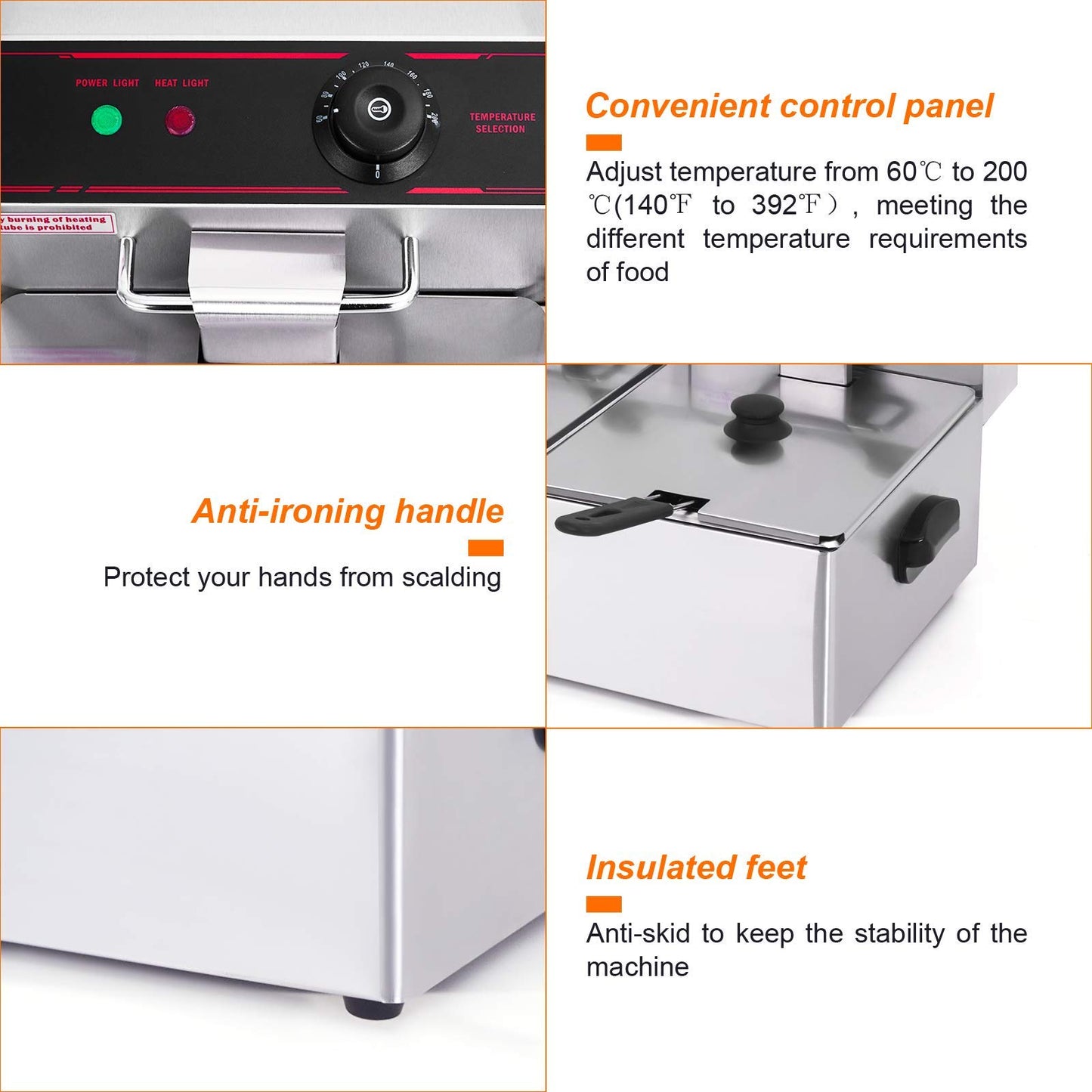 ARLIME Commercial Deep Fryer, 3400W Countertop Electric Fryers w/Basket Large Dual Tank Chicken Chips Fryer 2 x 5.8QT/5.5L