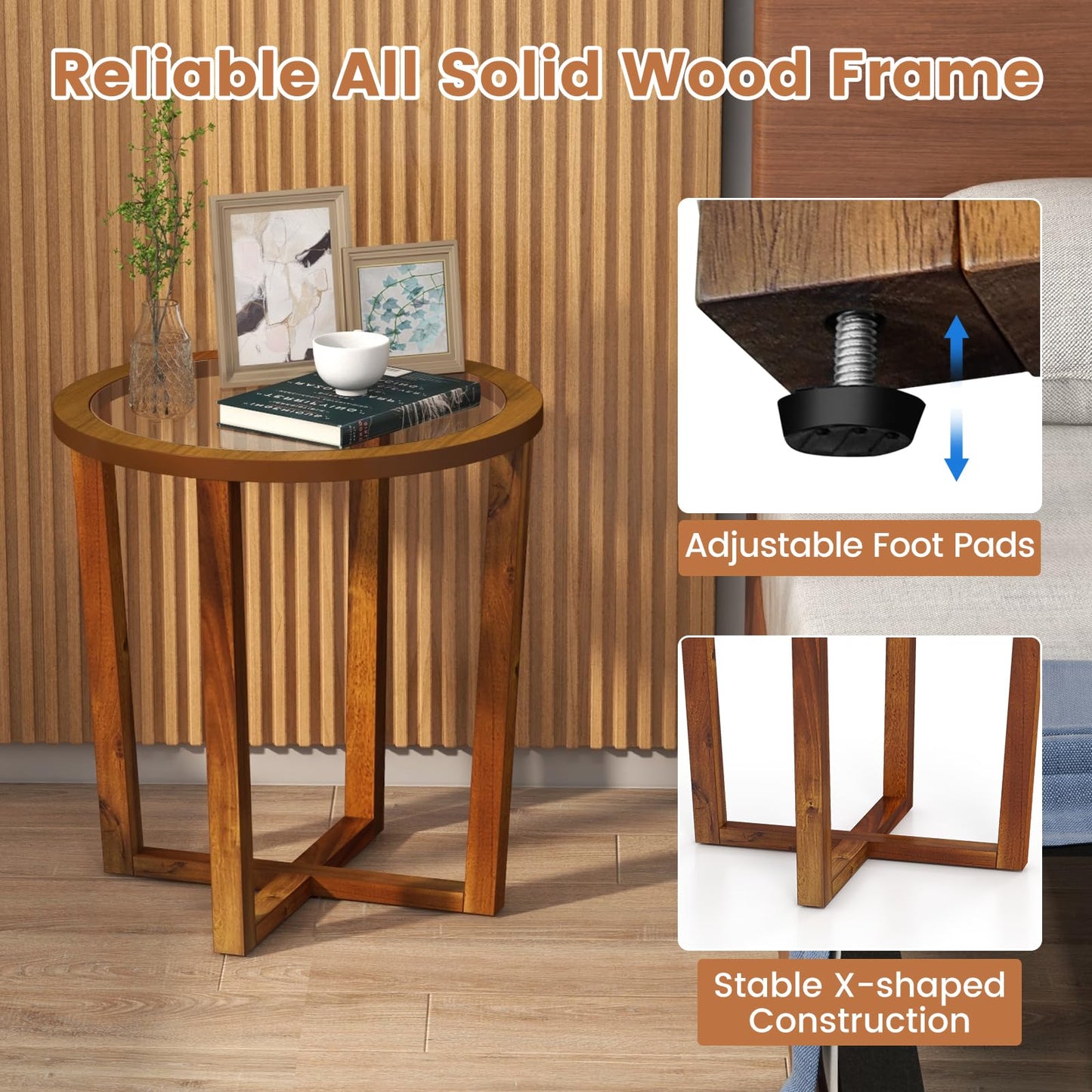 Tempered Glass Top End Table