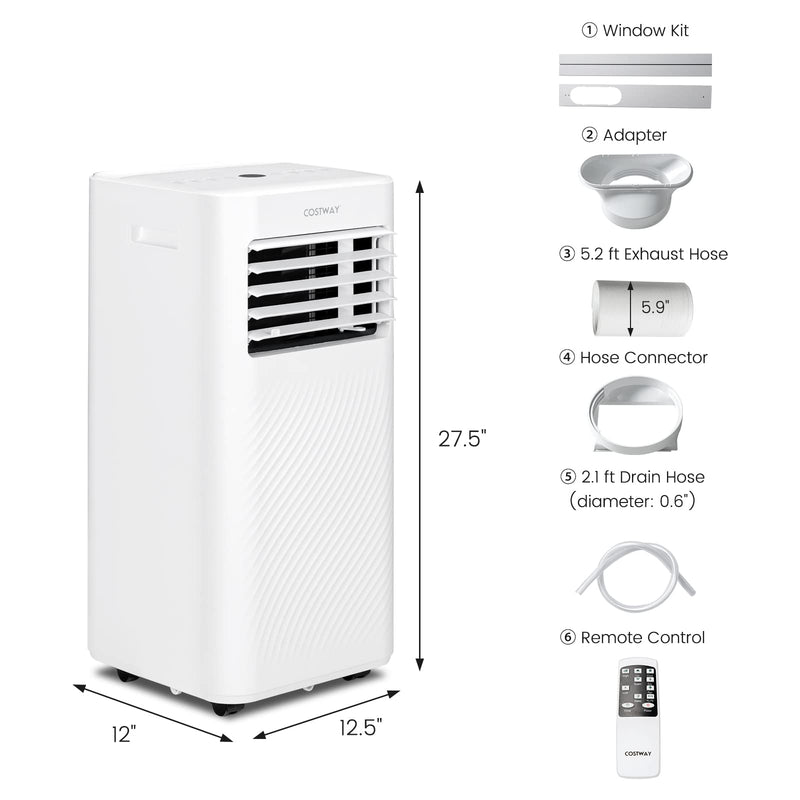 Portable Air Conditioner, 8000 BTU 4-in-1 AC with Cool, Fan, Dehumidifier & Sleep Mode for Rooms up to 250 Sq.Ft
