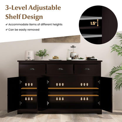 Sideboard Buffet Kitchen Storage Cabinet with Countertop 2 Cabinets & 3 Drawers