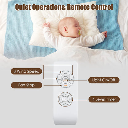 52-Inch Ceiling Fan Light, Crystal Ceiling Fan with Lights & Remote Control (Matte Black)