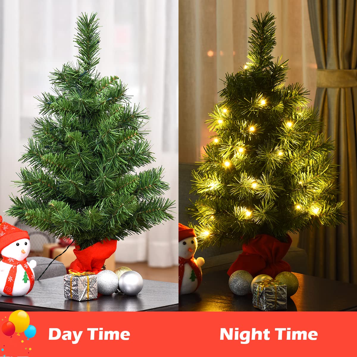 2FT Tabletop Mini Christmas Tree for Indoor Decor