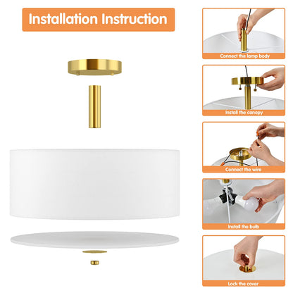 ARLIME Glass Drum Ceiling Light