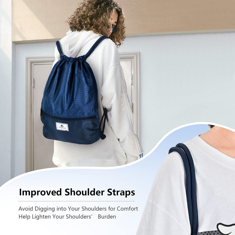 Drawstring Backpack Folding Sports Gym Sackpack with Zipper Pockets
