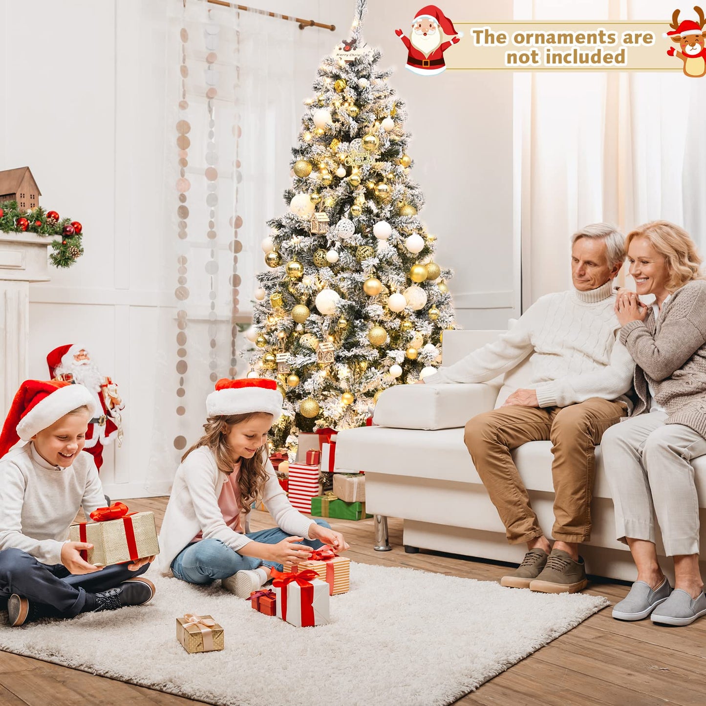 6 FT Pre-Lit Christmas Tree with 600 Branches Tips & 250 LED Lights