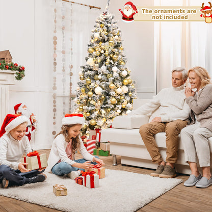 6 FT Pre-Lit Christmas Tree with 600 Branches Tips & 250 LED Lights