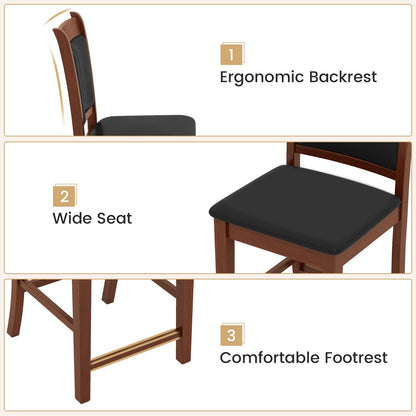 Upholstered Counter Stool Bar Stools Set of 2/4 with Solid Rubber Wood Frame