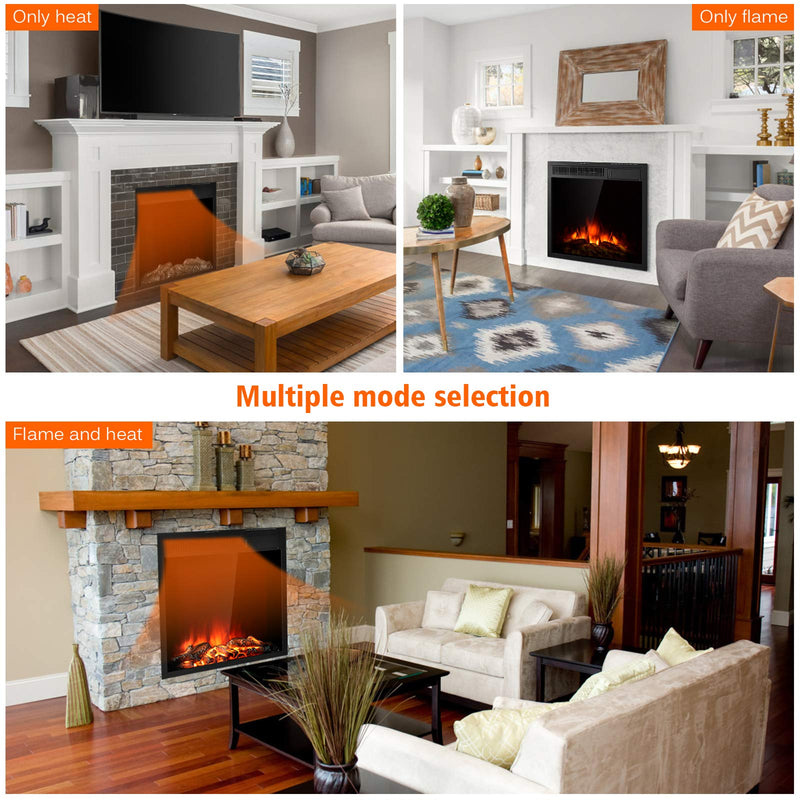 22.5 Inch Electric Fireplace Insert, Freestanding & Recessed Electric Fireplace Heater with Remote Control