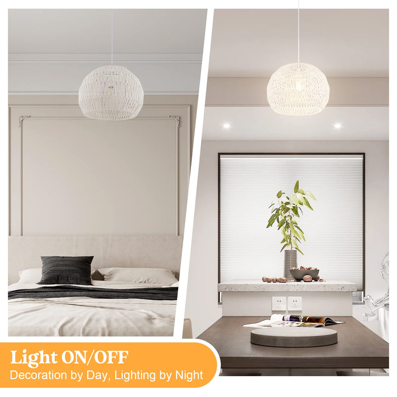 ARLIME Farmhouse Rattan Pendant Lights - Boho Modern Round Ceiling Chandelier Hanging Lamp