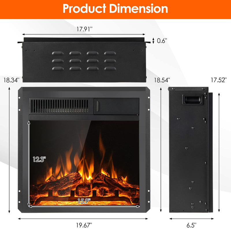 ARLIME 20 Inches Electric Fireplace Inserts 5100 BTU Recessed Freestanding Fireplace