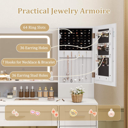 35.5'' Farmhouse Dressing Table with Jewelry Cabinet