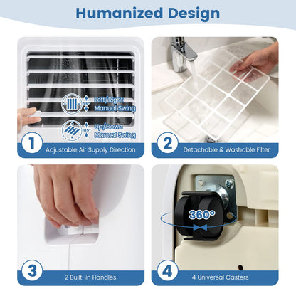 Portable Air Conditioners, 9000 BTU Cools up to 280 Sq. Ft 4-in-1 AC Unit for Bedroom